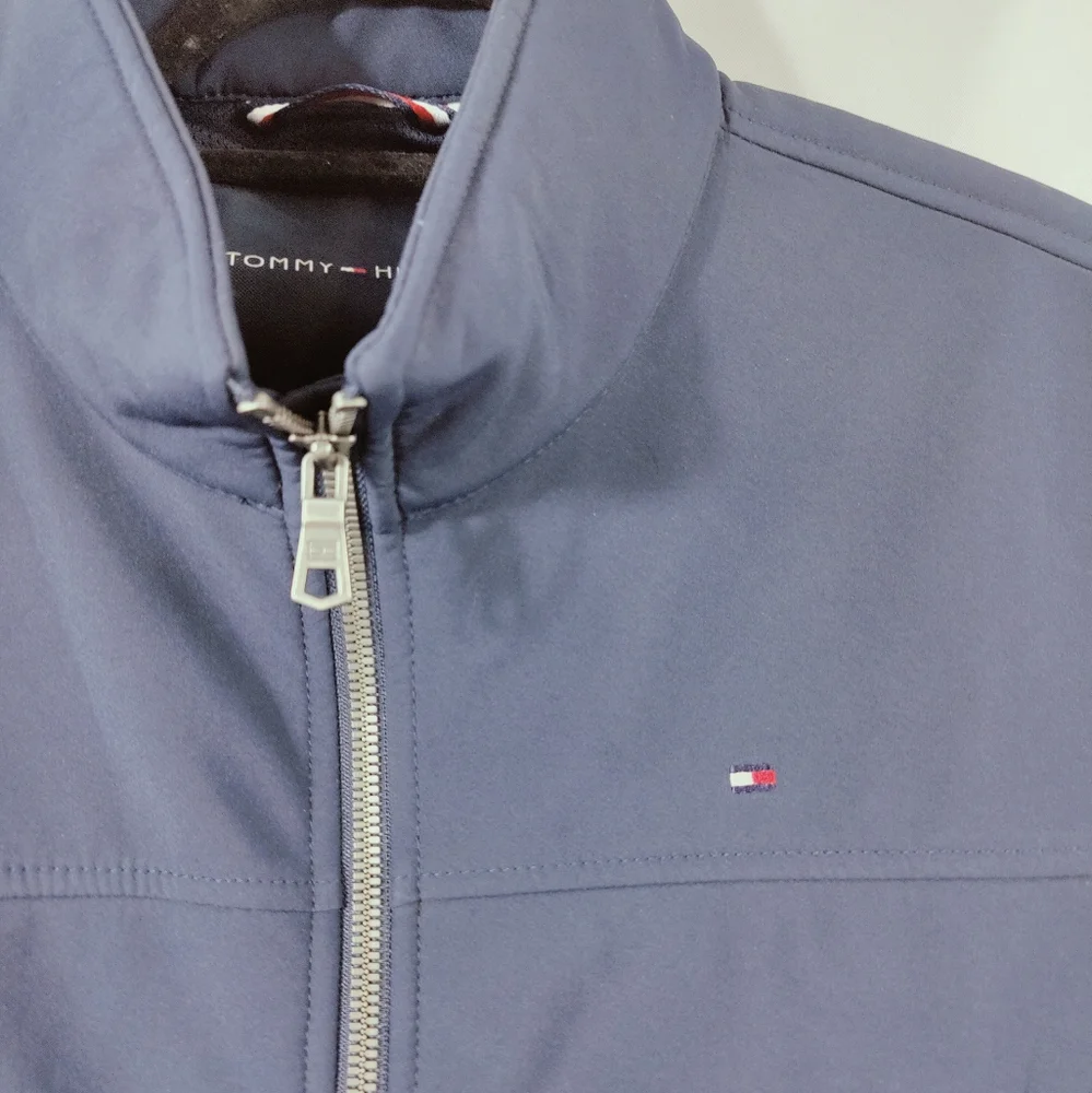 EUC Tommy Hilfiger Men's Navy Classic Soft Shell Zip Front Jacket, Sz M